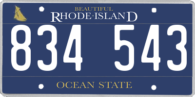 RI license plate 834543