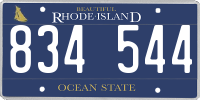 RI license plate 834544