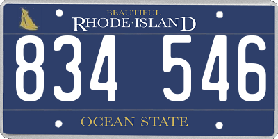 RI license plate 834546
