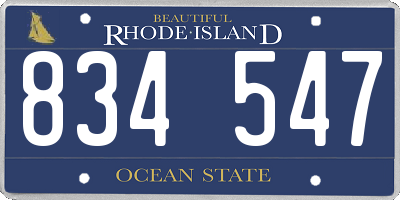 RI license plate 834547