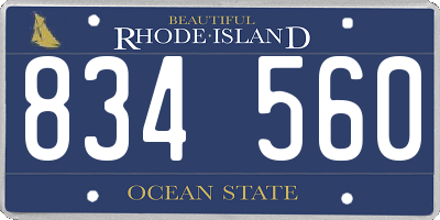 RI license plate 834560