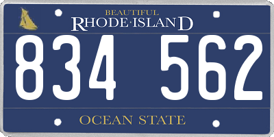 RI license plate 834562