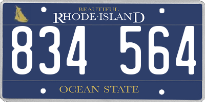 RI license plate 834564