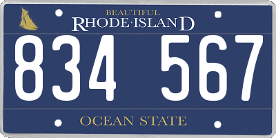 RI license plate 834567