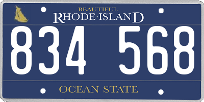 RI license plate 834568