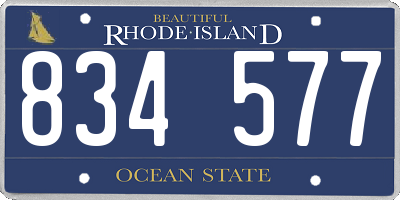RI license plate 834577