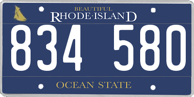 RI license plate 834580