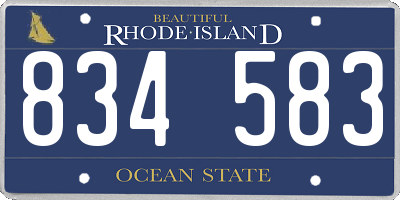 RI license plate 834583