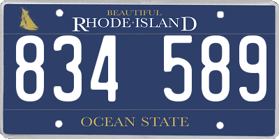 RI license plate 834589