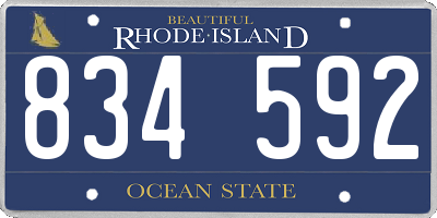 RI license plate 834592