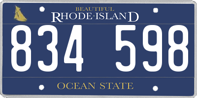RI license plate 834598