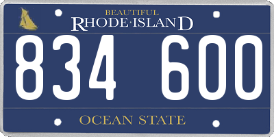 RI license plate 834600