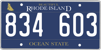 RI license plate 834603