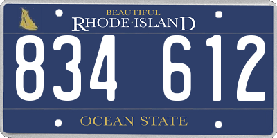 RI license plate 834612