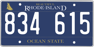 RI license plate 834615