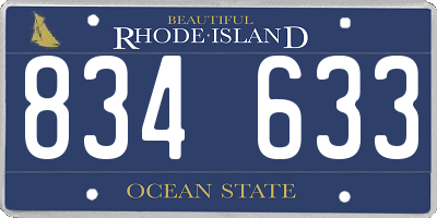 RI license plate 834633