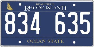 RI license plate 834635