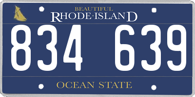 RI license plate 834639