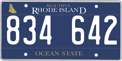 RI license plate 834642
