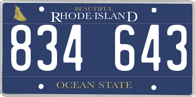 RI license plate 834643