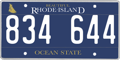 RI license plate 834644