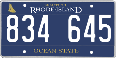 RI license plate 834645