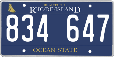 RI license plate 834647
