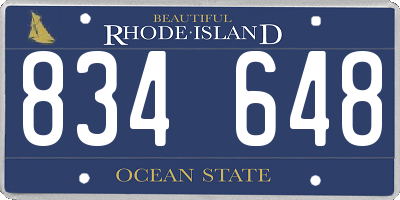 RI license plate 834648