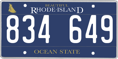RI license plate 834649