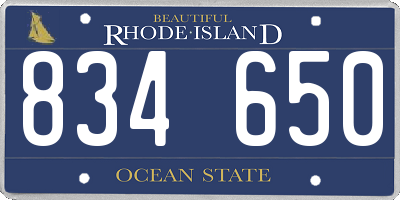 RI license plate 834650