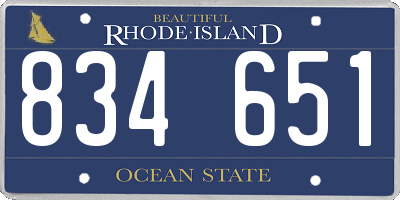 RI license plate 834651