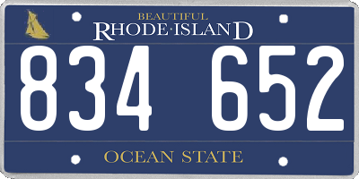 RI license plate 834652