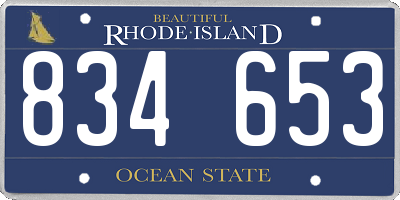 RI license plate 834653