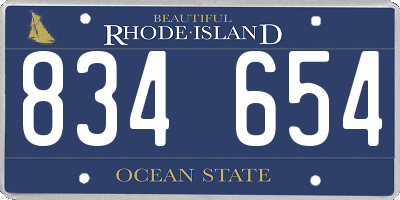 RI license plate 834654