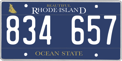 RI license plate 834657