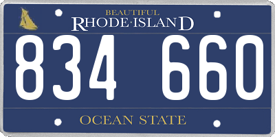 RI license plate 834660