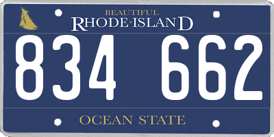 RI license plate 834662