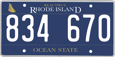 RI license plate 834670