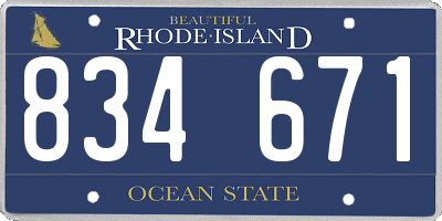 RI license plate 834671