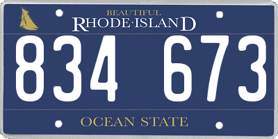 RI license plate 834673