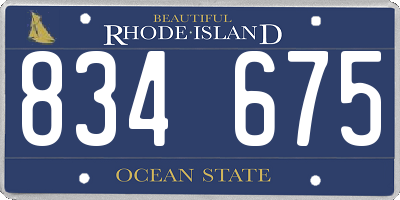 RI license plate 834675