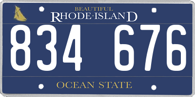 RI license plate 834676