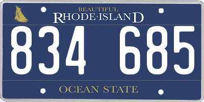 RI license plate 834685