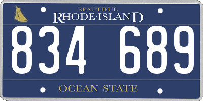 RI license plate 834689