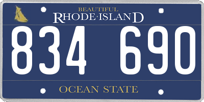 RI license plate 834690