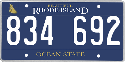 RI license plate 834692
