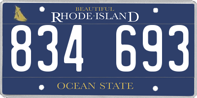 RI license plate 834693