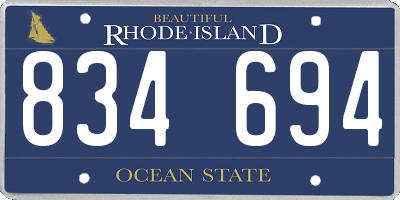 RI license plate 834694