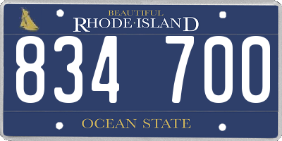 RI license plate 834700