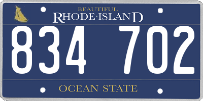 RI license plate 834702